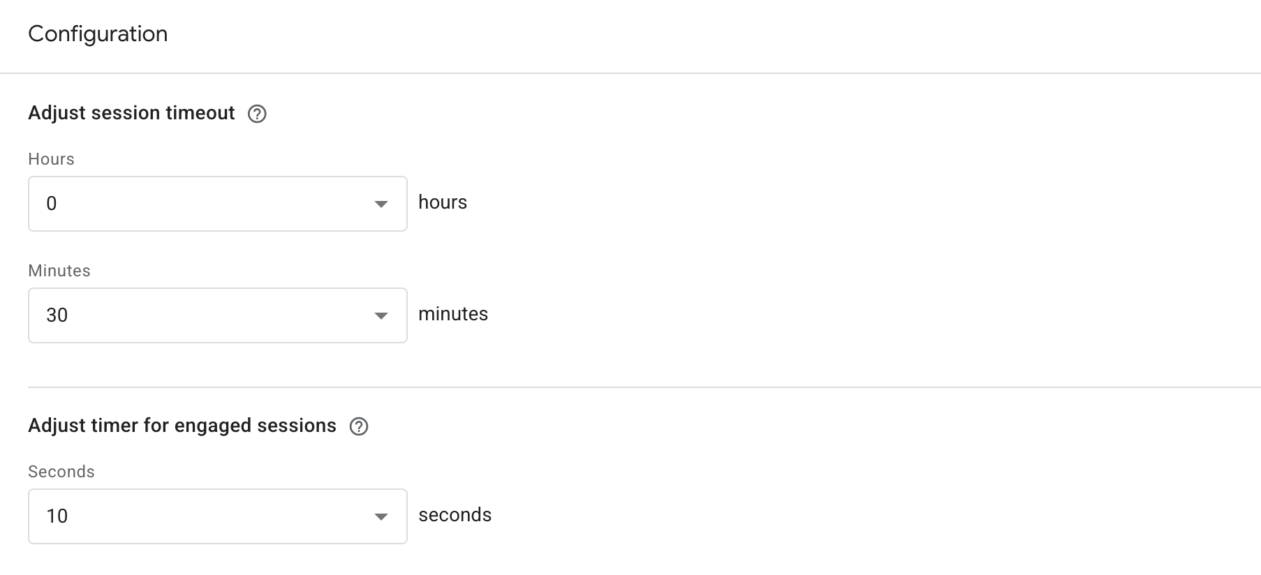 A screenshot in GA4 showing how to adjust the timer for engaged sessions